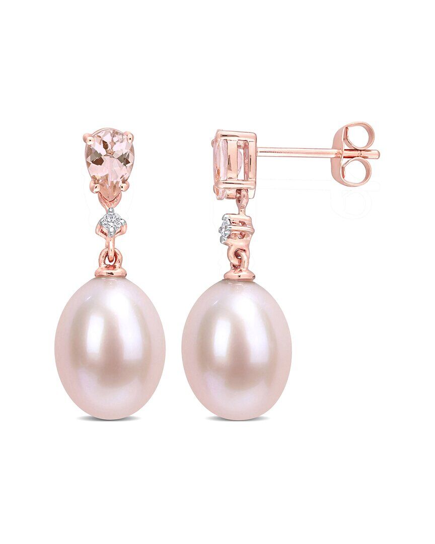 Rina Limor 10K Rose Gold 0.84 ct. tw. Diamond & Morganite 9-9.5mm Pearl Earrings NoColor NoSize