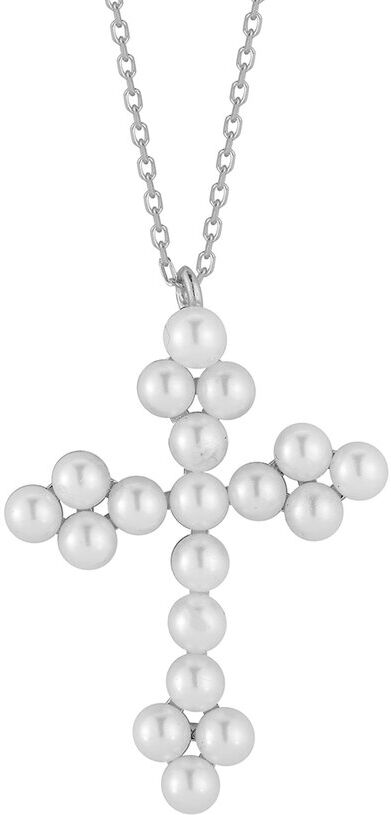 Glaze Jewelry Silver Pearl Cross Necklace NoColor NoSize