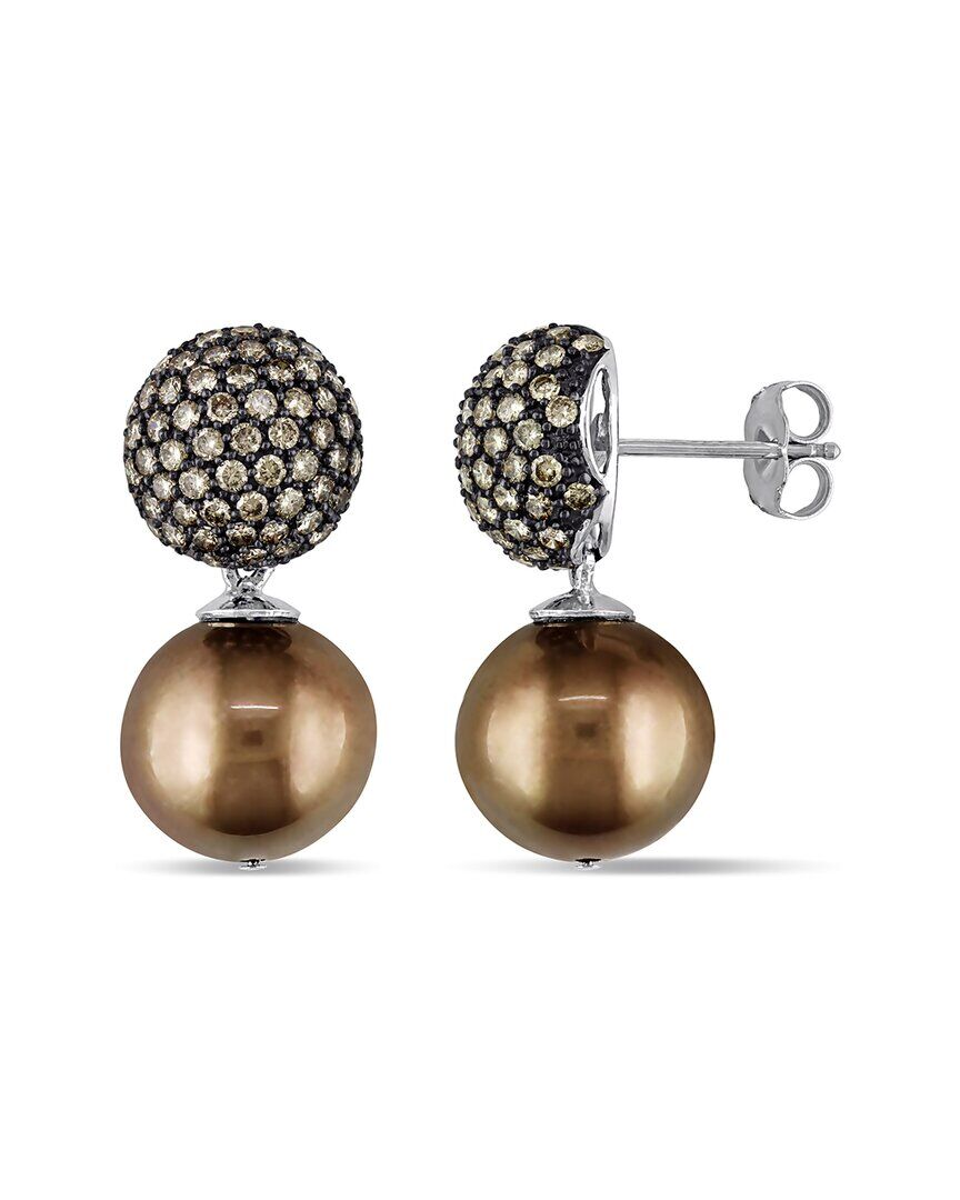 Pearls 14K 1.50 ct. tw. Diamond 12mm Pearl Drop Earrings NoColor NoSize