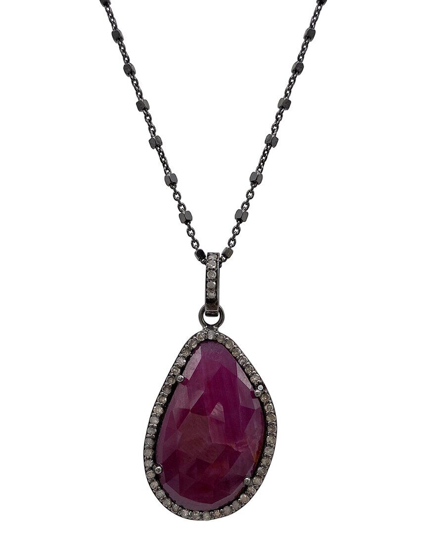 ADORNIA Fine Jewelry Silver 8.30 ct. tw. Diamond & Pink Sapphire Pendant Necklace NoColor NoSize