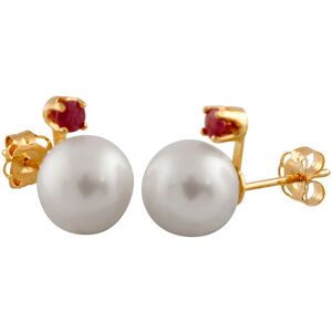 Splendid Pearls 14K 0.10 ct. tw. Ruby & 7-7.5mm Freshwater Pearl Studs NoColor NoSize