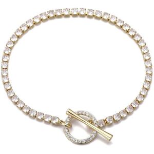 ADORNIA 14K Plated Crystal Toggle Tennis Bracelet NoColor NoSize