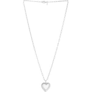 Italian Silver Puffed Heart Paperclip Necklace NoColor NoSize
