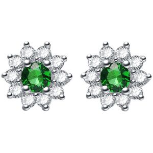 Genevive Silver CZ Flower Studs NoColor NoSize