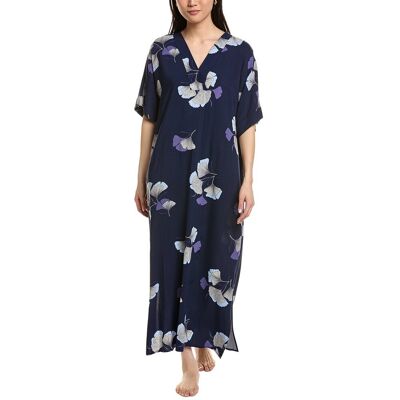 N Natori Ginkgo Challis Printed Satin Navy XL N Natori Ginkgo Challis Printed Satin Navy XL