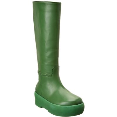 Gia Borghini Gia 16 Leather Knee-High Platform Boot Green 35 Gia Borghini Gia 16 Leather Knee-High Platform Boot Green 35