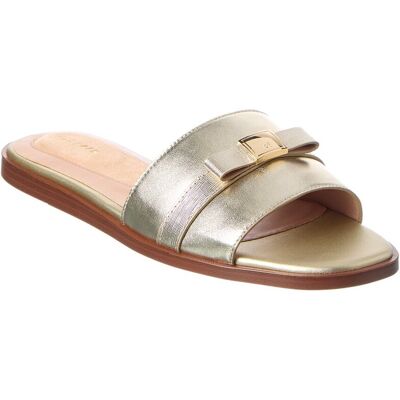 Cole Haan Go-To Emalia Slide Bow Leather Sandal NoColor 10.5 Cole Haan Go-To Emalia Slide Bow Leather Sandal NoColor 10.5