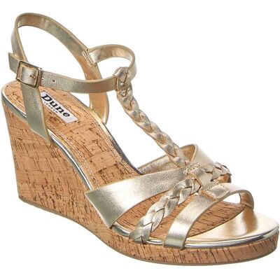 Dune London Koali Leather Wedge Sandal Metallic 36 Dune London Koali Leather Wedge Sandal Metallic 36