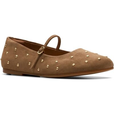 Clarks Livia Stud Suede Mary Jane Flat NoColor 8.5 Clarks Livia Stud Suede Mary Jane Flat NoColor 8.5