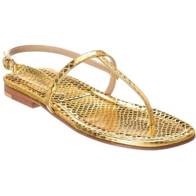 Michael Kors Collection Ali Python-Embossed Leather Sandal Gold 35 Michael Kors Collection Ali Python-Embossed Leather Sandal Gold 35