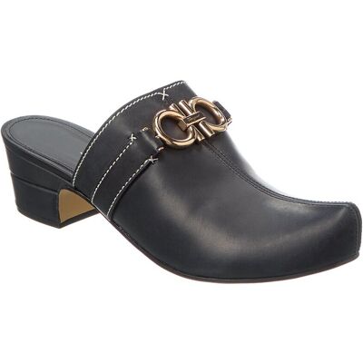 Ferragamo Phobos Leather Mule Black 5C Ferragamo Phobos Leather Mule Black 5C