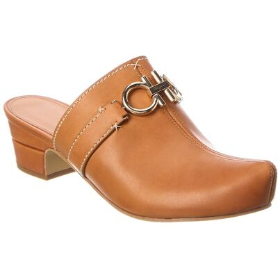 Ferragamo Phobos Leather Mule Brown 5C Ferragamo Phobos Leather Mule Brown 5C