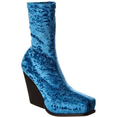 Stella McCartney Cowboy Crushed Velvet Boot Blue 36 Stella McCartney Cowboy Crushed Velvet Boot Blue 36