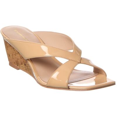 Stuart Weitzman Miami 50 Leather Wedge Sandal Tan 7.5 Stuart Weitzman Miami 50 Leather Wedge Sandal Tan 7.5