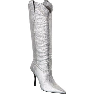 Stuart Weitzman Outwest 100 Leather Knee-High Boot Silver 7.5 Stuart Weitzman Outwest 100 Leather Knee-High Boot Silver 7.5
