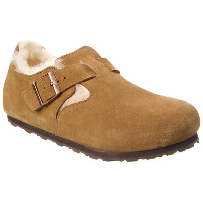 Birkenstock London Narrow Suede & Shearling Clog Brown 44 Birkenstock London Narrow Suede & Shearling Clog Brown 44