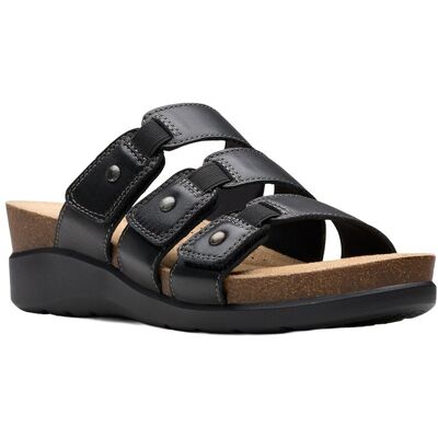Clarks Collection Calenne Lily Leather Wedge Sandal Black 9 Clarks Collection Calenne Lily Leather Wedge Sandal Black 9