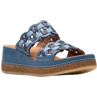 Clarks Kassanda Mule Leather Sandal Blue 6 Clarks Kassanda Mule Leather Sandal Blue 6