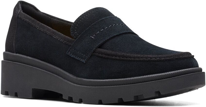 Clarks Calla Ease Suede Flat Black 10