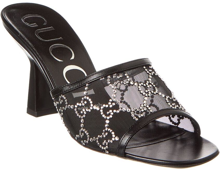 Gucci GG Crystal Mesh & Leather Sandal Black 36