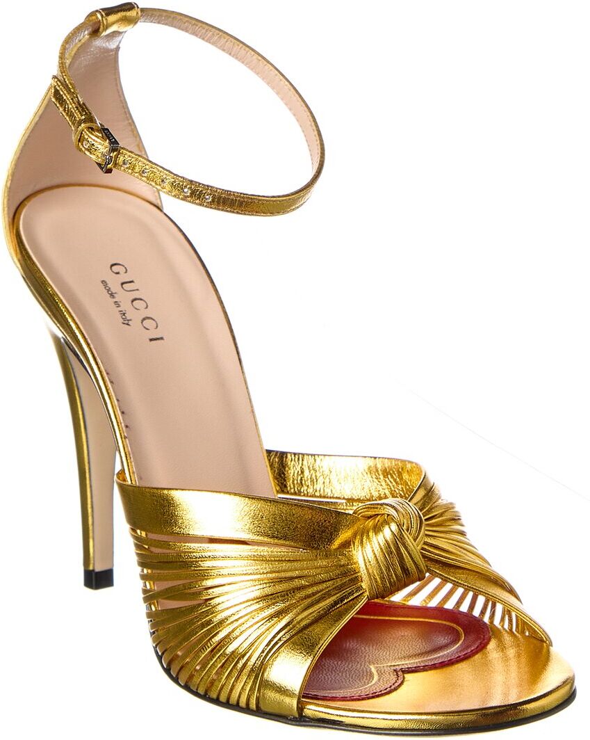 Gucci Crawford Metallic Leather Sandal Gold 36