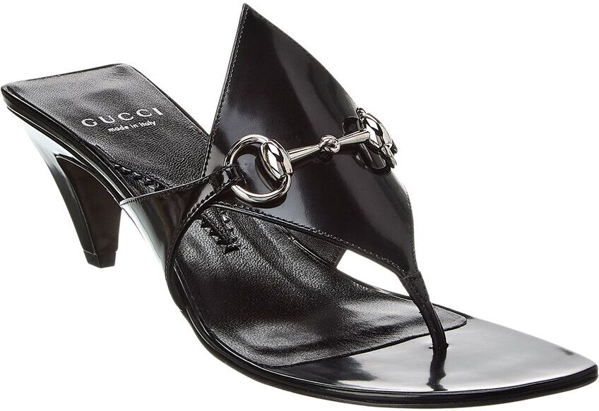 Gucci Horsebit Leather Thong Sandal Black 36.5