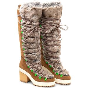 Hogan Lace-Up Leather Knee-High Boot Brown 38