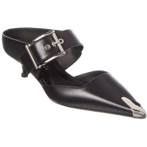 Alexander McQueen Punk Buckle Leather Mule Black 38