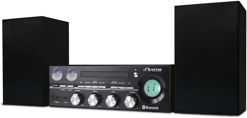 Victor Audio Victor Black Milwaukee Desktop CD Stereo System With Bluetooth Black NoSize