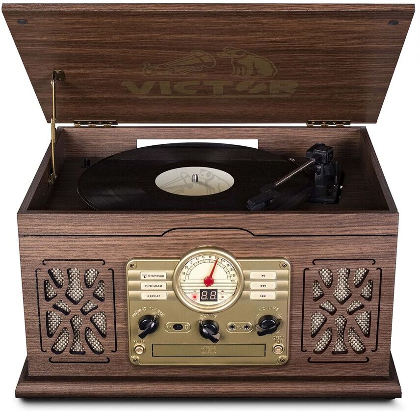 Victor Audio Victor Espresso State 7-In-1 Wood Music Center With Turntable And Bluetooth Brown NoSize