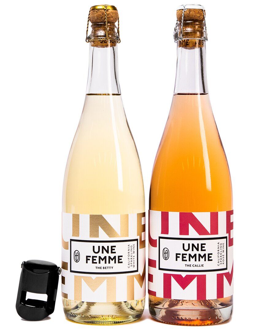 Une Femme Wines Bubbly Duo Pack: Sparkling Wine Duo + Wine Stopper NoColor NoSize