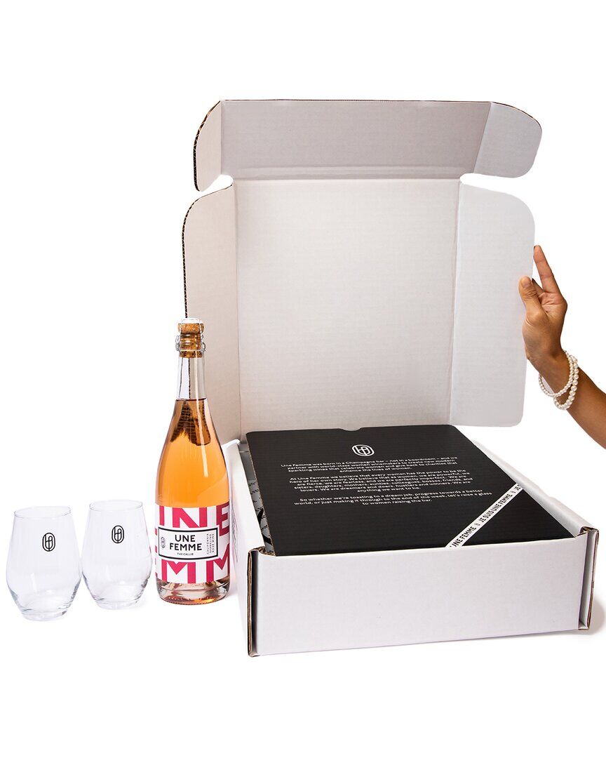 Une Femme Wines Rose Sip & Sparkle Pack: California Sparkling + Wine Glasses NoColor NoSize