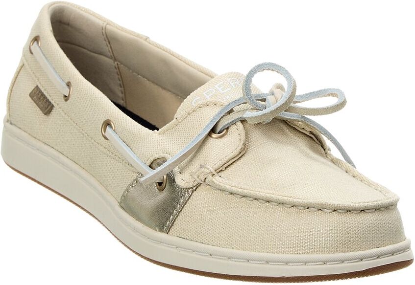 Sperry SC Coastfish 1 Eye Metallic Canvas Boat Shoe White 7.5