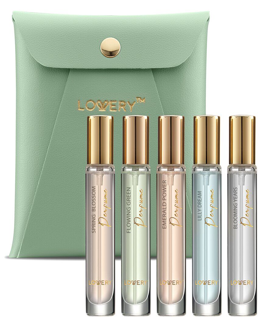 Lovery 6pc Perfume Set, Floral Scented Eau de Parfum Body Spray with Leather Pouch NoColor NoSize