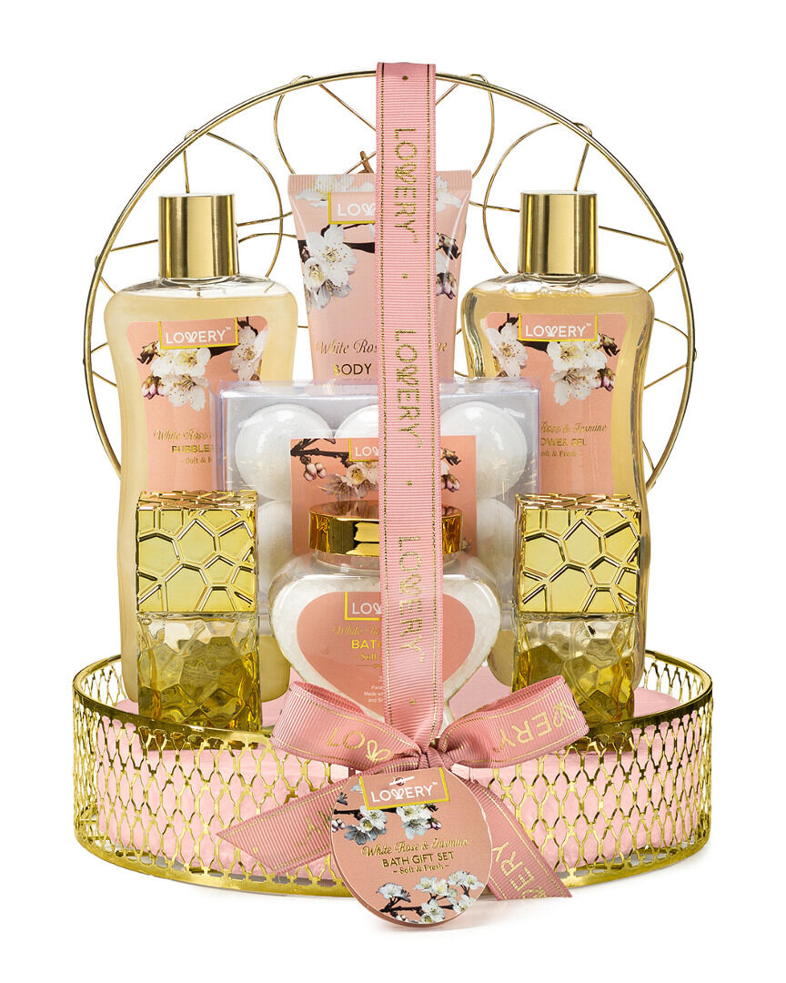 Lovery Bath And Body Gift Basket - White Rose & Jasmine Perfume 13Pc Set NoColor NoSize