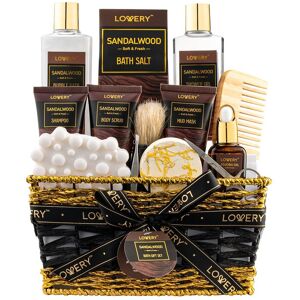 Lovery Sandalwood Mens Bath Gift Set, 14pc Birthday and Fathers Day Gift Basket Gold NoSize