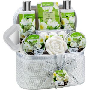 Lovery 14pc Bath & Body Spa Gift - White Jasmine Set in a Beaded Cosmetic Bag NoColor NoSize