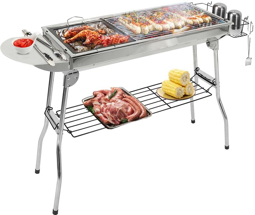 Fresh Fab Finds LakeForest Foldable Portable Stainless Steel BBQ Grill Silver NoSize