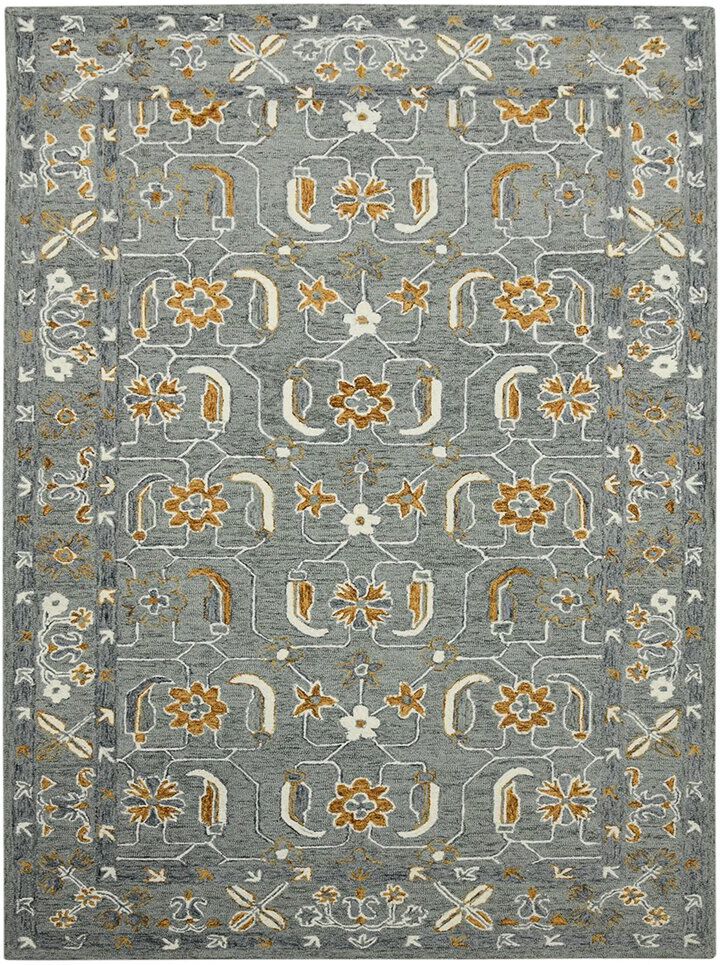 AR Rugs Romiela Pecos Traditional Hand-Hooked Wool Rug Gray 5' x 8'