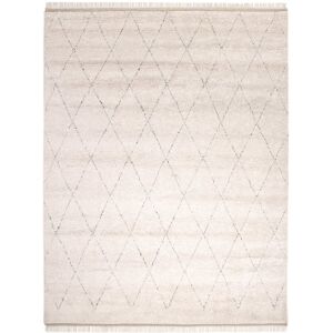Solo Rugs Shaggy Moroccan Bohemian Hand-Knotted Wool-Blend Area Rug Ivory Runner: 2' x 8'
