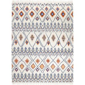 Solo Rugs Mila Bohemian Moroccan Hand-Knotted Wool-Blend Area Rug Ivory 9' x 12'