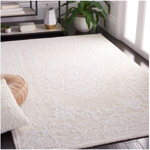 Safavieh Abstract Desert Loom Hand-Tufted Wool Rug with Cotton Cloth Backing Beige Round: 6'