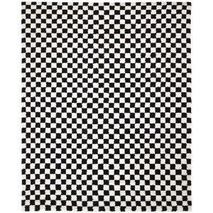 Solo Rugs Stamford Contemporary Checkered Hand-Knotted Wool-Blend Area Rug Black 9' x 12'