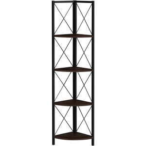 Monarch Specialties 4 Tier Corner Etagere - Metal Frame X-Design - 60"H - Espresso Espresso NoSize