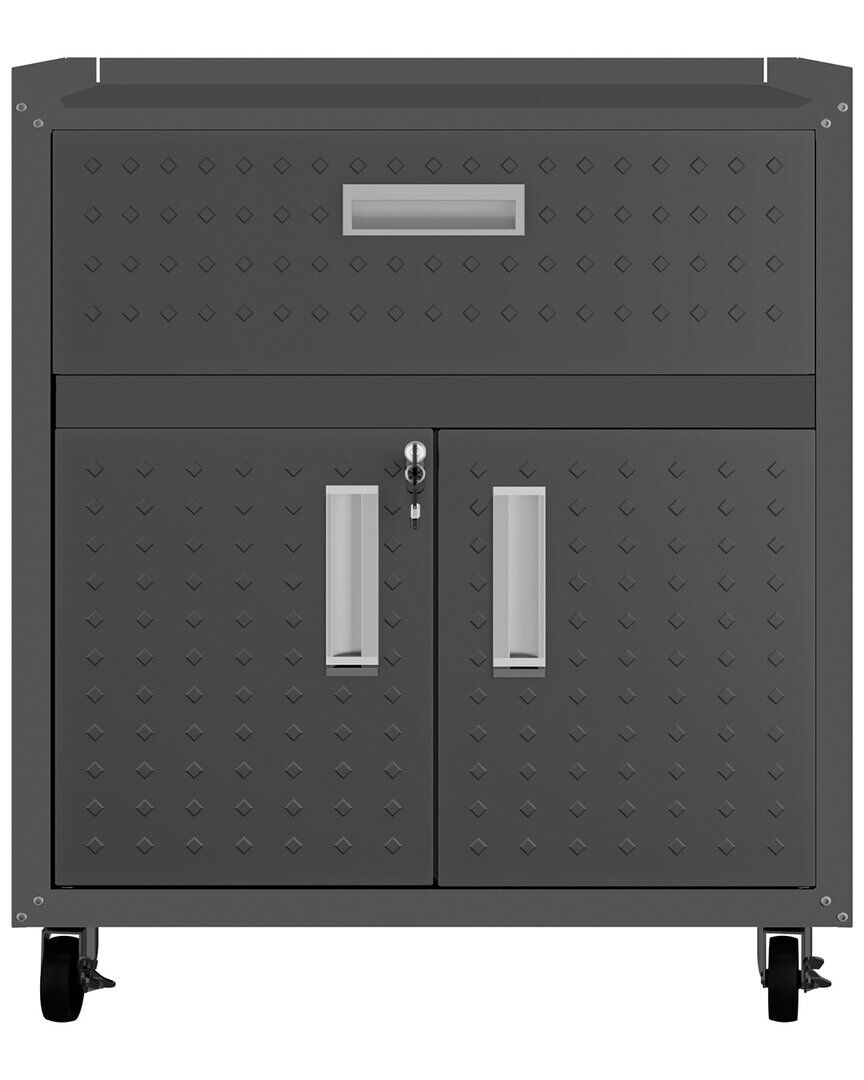 Manhattan Comfort Fortress 31.5" Mobile Garage Cabinet With Drawer And Shelves Grey NoSize