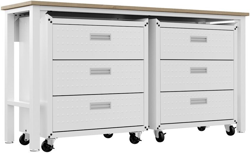 Manhattan Comfort 3pc Fortress 6.0 Mobile Space-Saving Garage Cabinet & Worktable Set NoColor NoSize