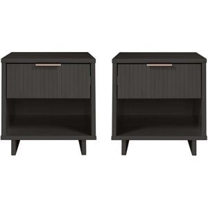 Manhattan Comfort Granville Modern Solid Wood Nightstand Grey NoSize