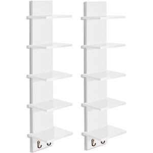 Sorbus 5-Tier Wall Shelf Unit With Hooks White NoSize