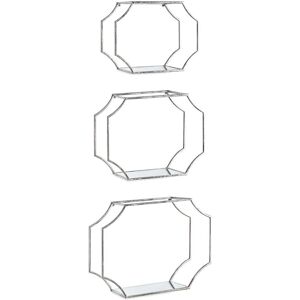 Napa Home & Garden Set of 3 Hudson Mirrored Wall Shelves Silver NoSize