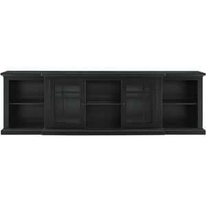 Walker Edison Modern Detailed Glass-Door Wide TV Stand For TVs Up To 80in Black NoSize